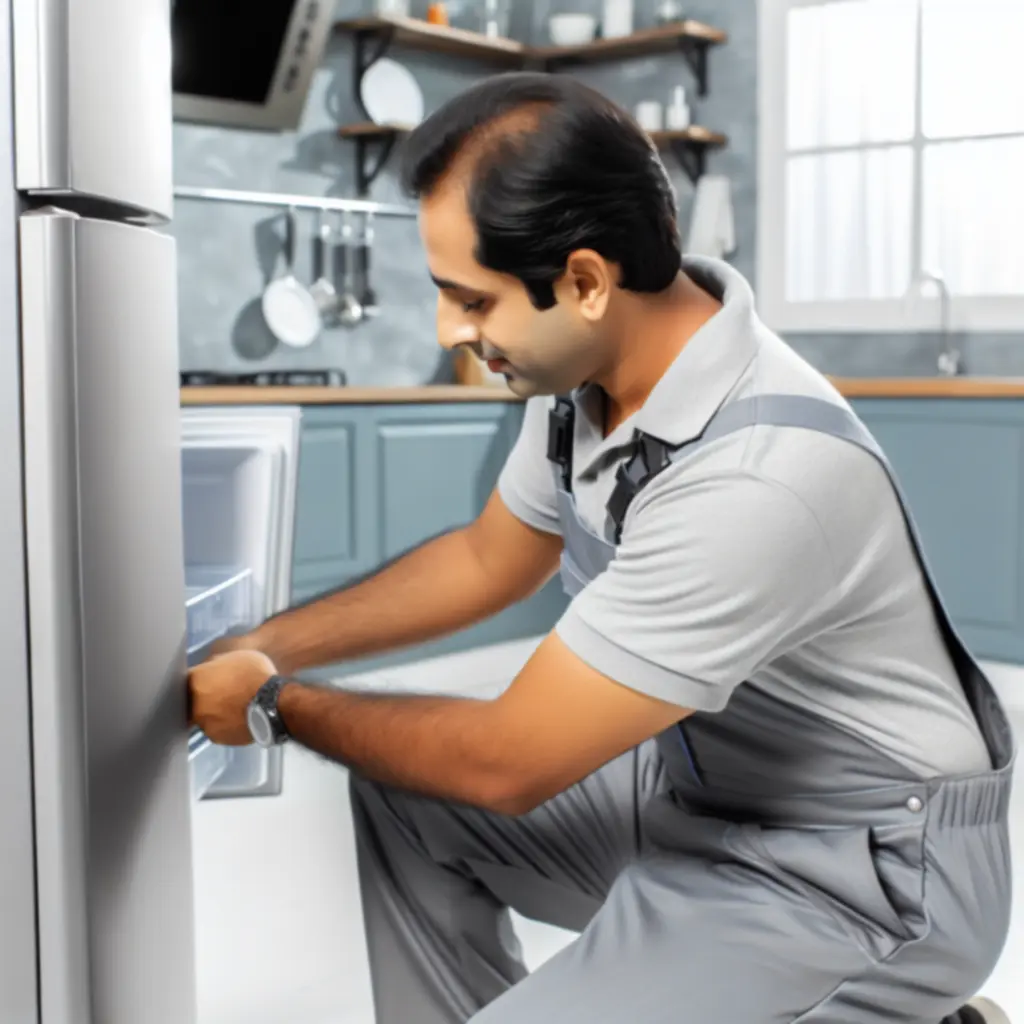 Piotr Michalski – Technik wykonujący naprawę lodówki u klienta